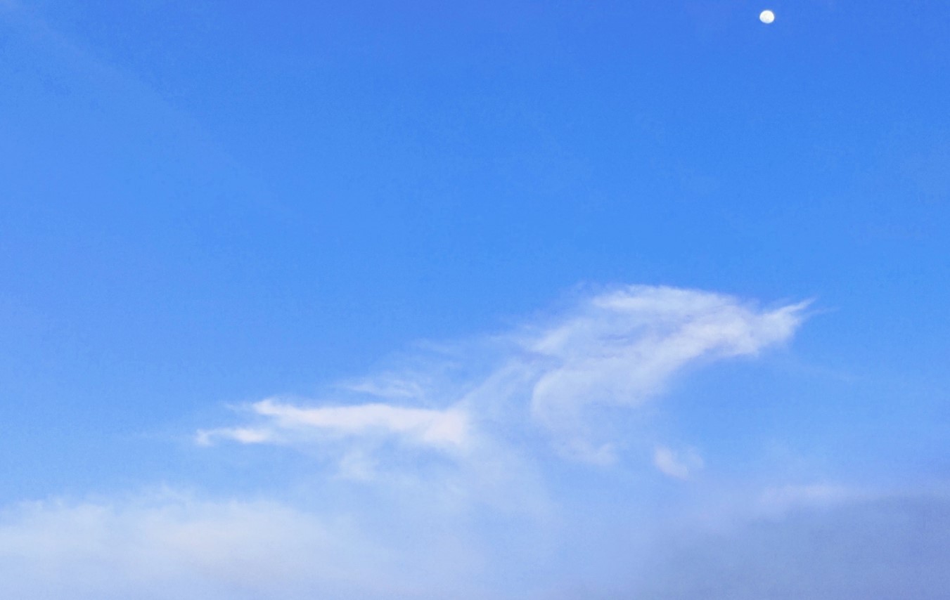 龍神雲と月が一緒に写った写真
