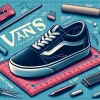 An image illustrating the sizing of VANS shoes, with a stylish background, featuring the text 'VANS' prominently.