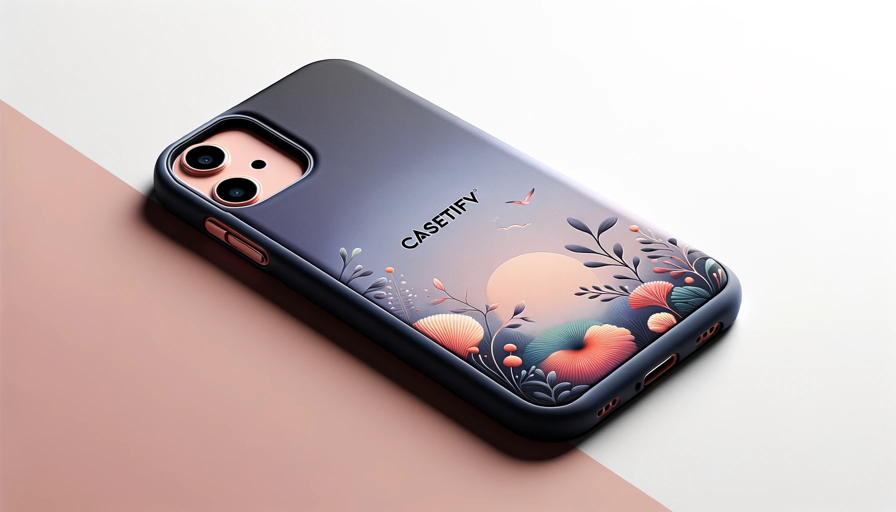 A detailed image of a single CASETiFY phone case, showcasing its design, materials, and features. The phone case should be presented in a stylish and modern way with the word 'CASETiFY' clearly visible.