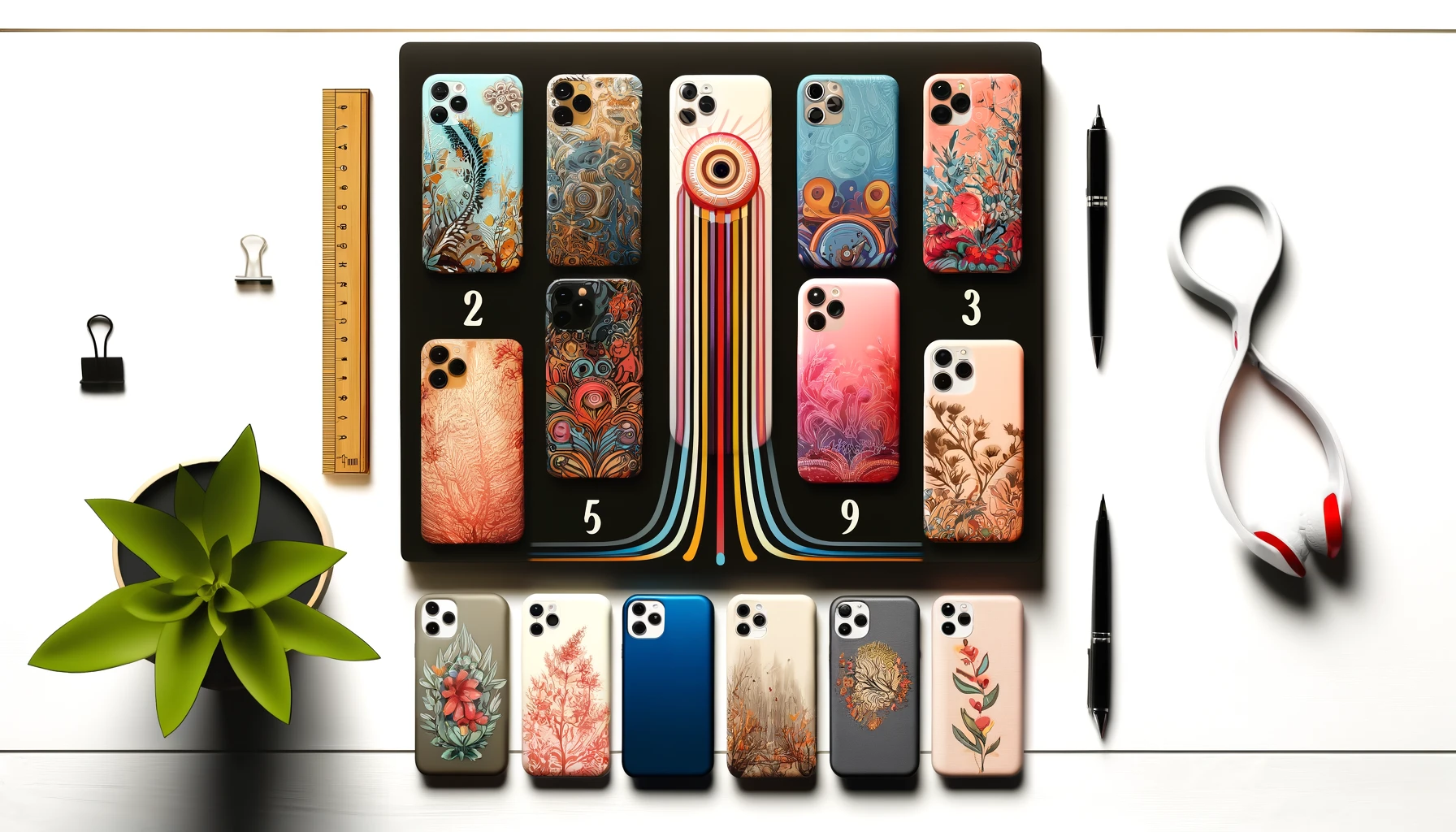 An image showing the popularity ranking of CASETiFY phone cases. Include a top 10 list with different designs and the word 'CASETiFY' prominently displayed.