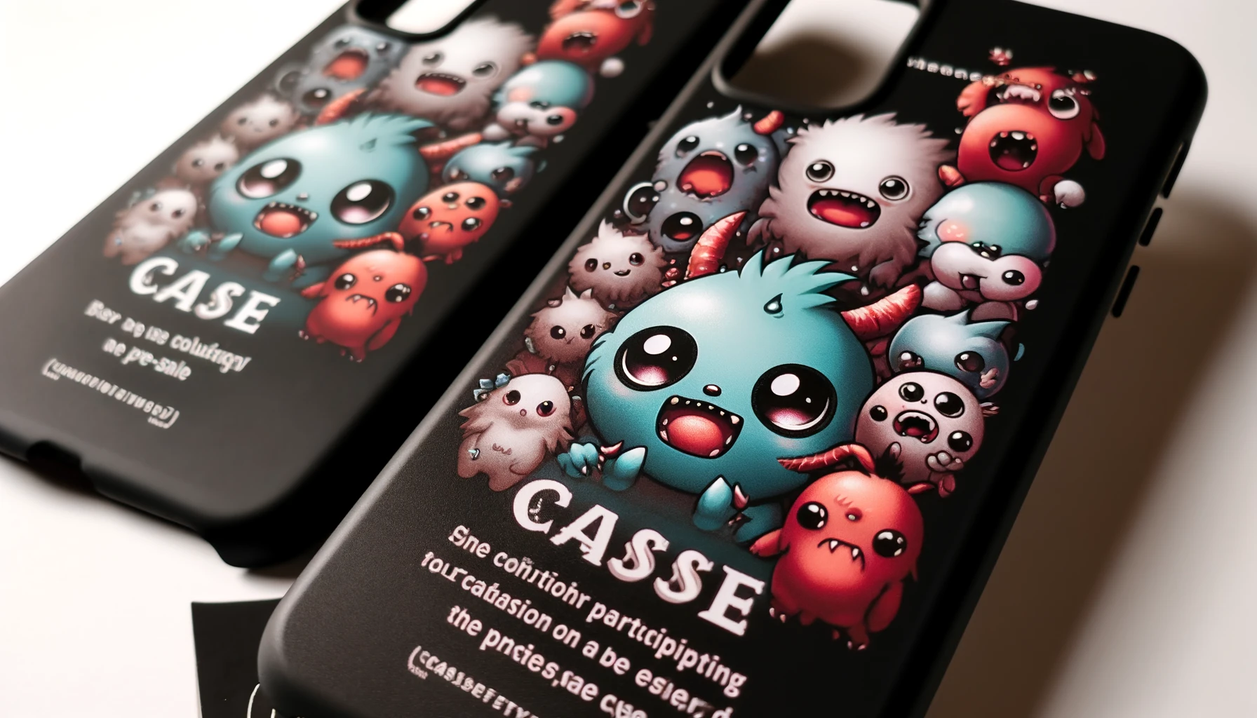 A promotional image for CASETiFY smartphone cases featuring small monster anime characters, highlighting the conditions for participating in the pre-sale. The design should emphasize the exclusivity and excitement of the pre-sale event. The word 'CASE' should be prominently displayed on the image.